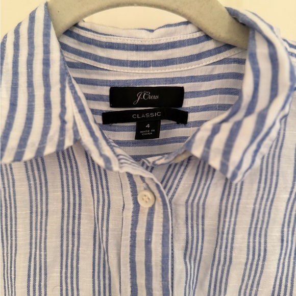 J. Crew Linen-Cotton Striped Button-Down Shirt - Size 4 - Picture 2 of 4